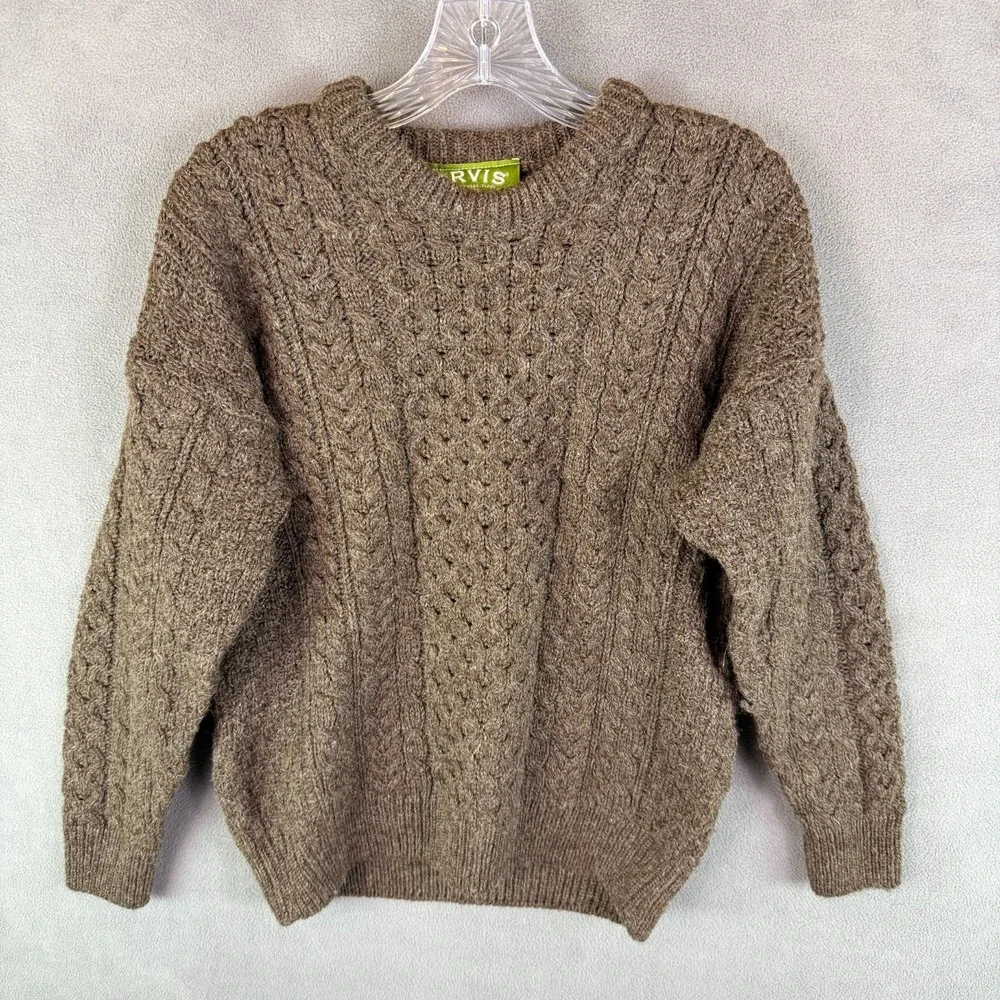 Orvis Men's Pure Wool Fisherman Cable Knit Sweater‎ Chunky Made in Ireland Small